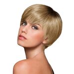 Short and Sleek Wig Color SS14/88 SHADED GOLDEN WHEAT - Hairdo Wigs 4.5" Length Boy Cut Shattered Bangs Tru2Life Heat Friendly Synthetic