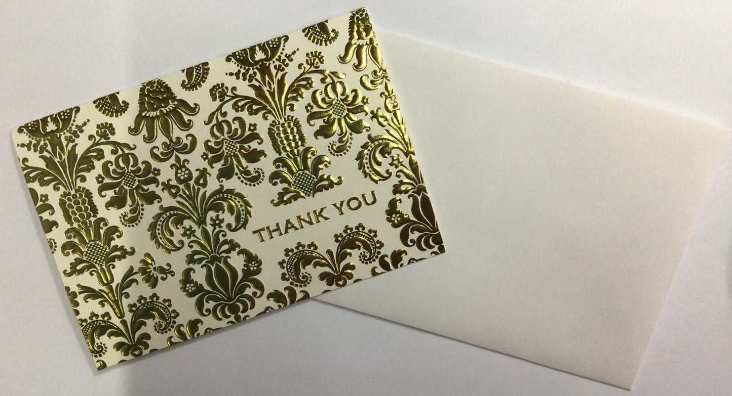 Punch Studio - Damask 12 Pack Cards & Envelopes - Thank You