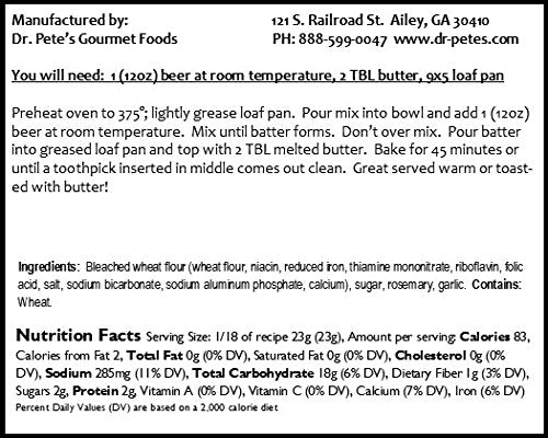 Dr. Pete’s Rosemary Garlic - Beer Bread Baking Mix