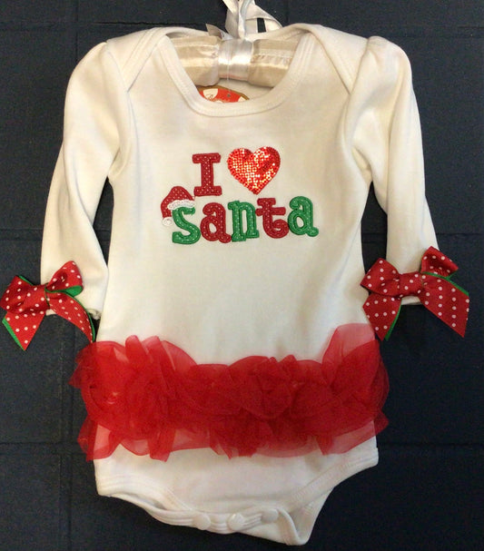 Bearington Baby - Baby I Love Santa Onesie, 0-6 Months