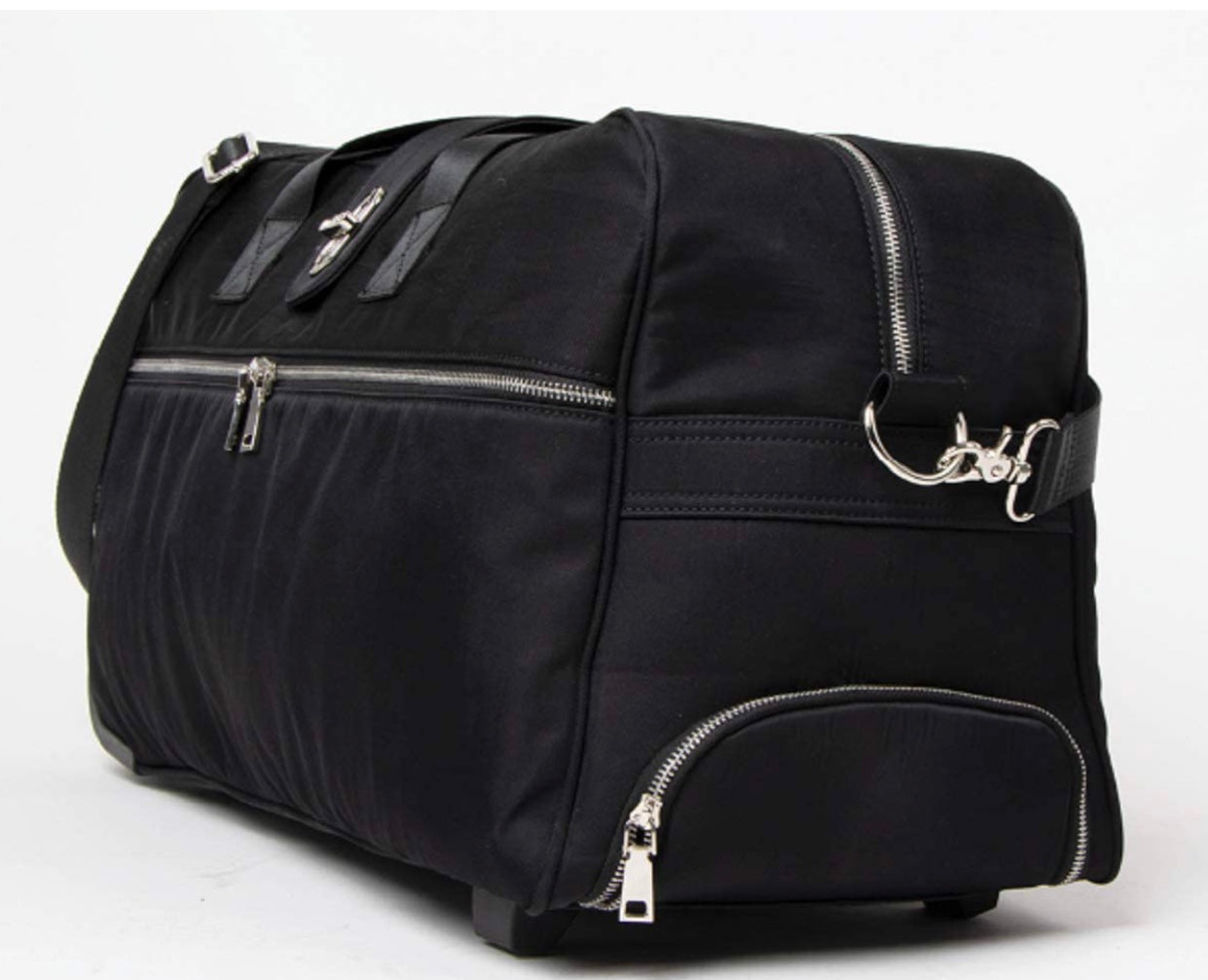 Simply Noelle Black Nylon Rolling Duffel