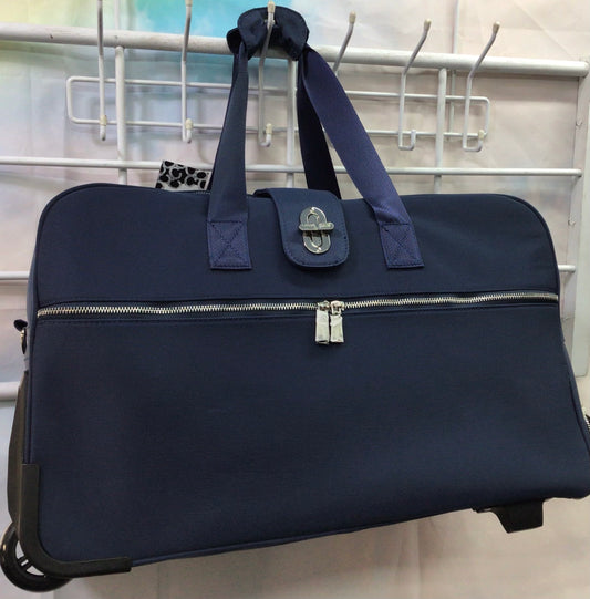 Simply Noelle Navy Nylon Rolling Duffle Bag