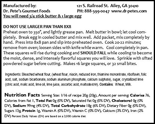 Dr. Pete’s Key Lime Squares - Baking Mix