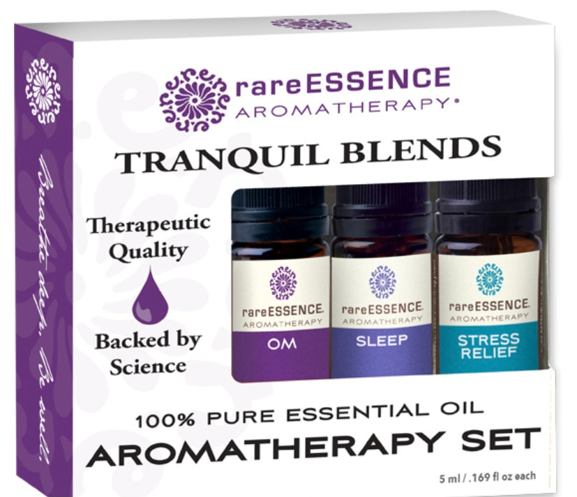 RareEssence - Tranquil Blends Trio- Stress Relief, Sleep, OM 5ML