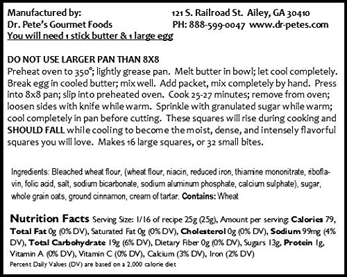 Dr. Pete’s Cinnamon Oatmeal Squares - Baking Mix