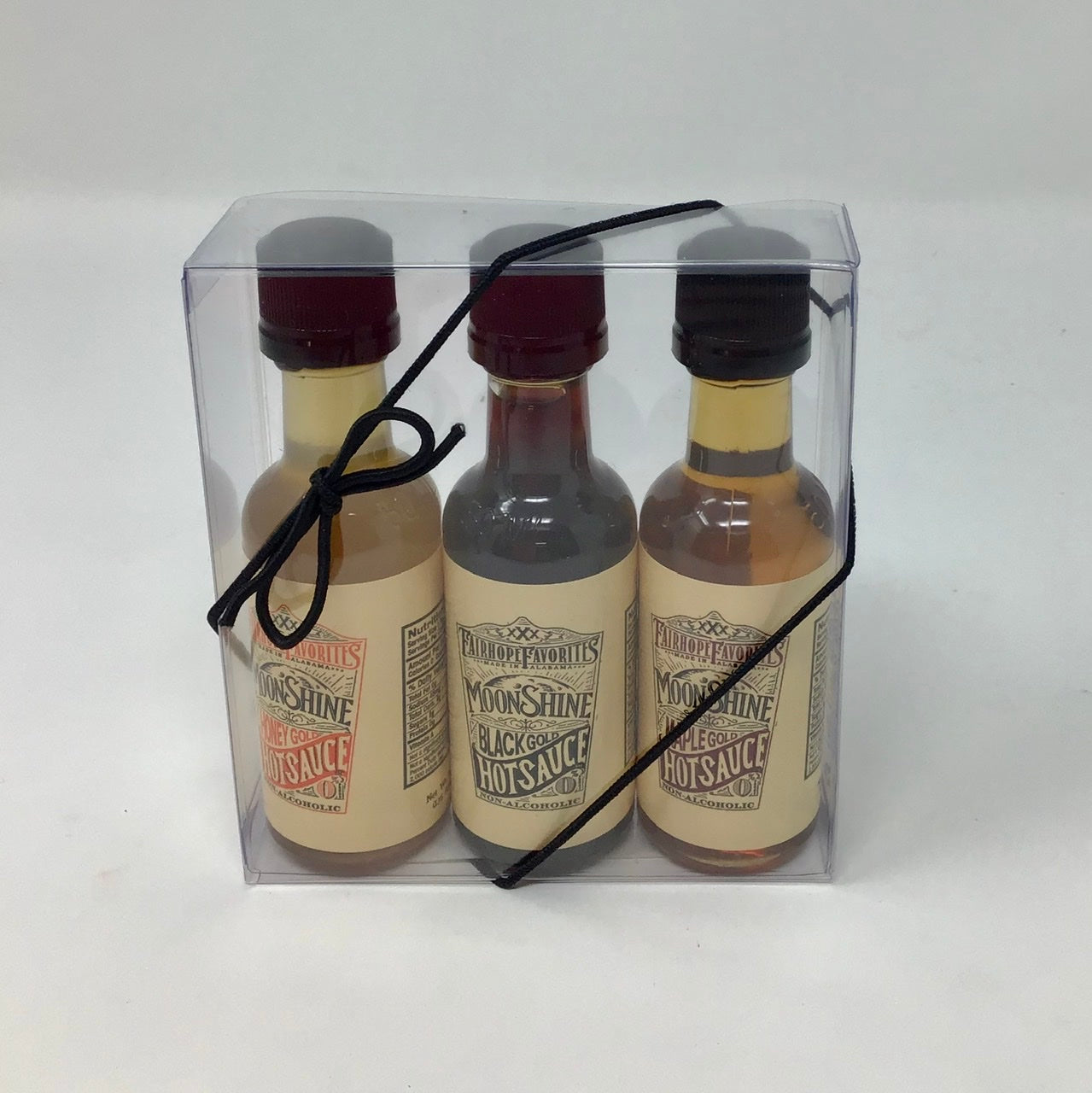 Fairhope Favorites - (3 PK) Moonshine Hot Sauce 1 each 1.75 OZ. of Honey Gold, Black Gold & Maple Gold