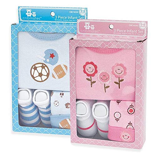 Copy of Crib Mates 3 Piece Infant Set Girl- Pink- Includes- Bodysuit, Cap and Socks