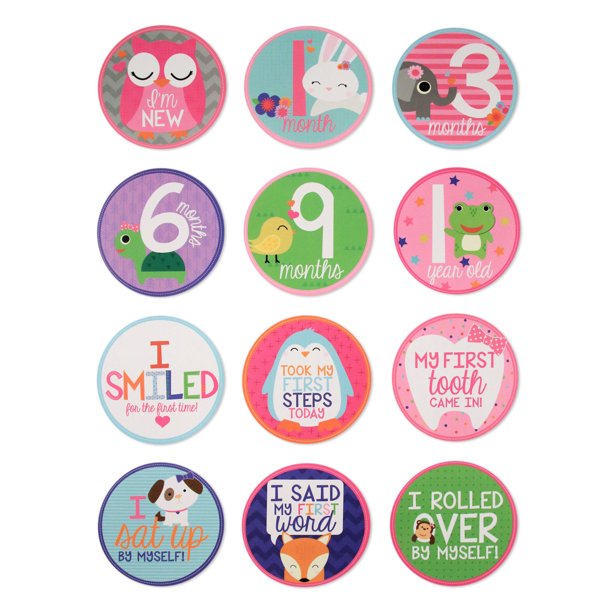 Rising Star Baby Girls Milestone Belly Stickers Gift Set - 12 Stickers