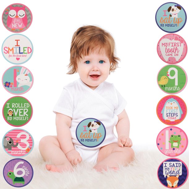 Rising Star Baby Girls Milestone Belly Stickers Gift Set - 12 Stickers