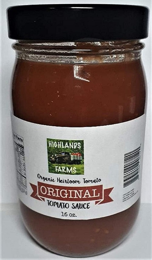 Highlands Farms - Original Tomato Sauce - 16 oz Jar - Made From Organic Heirloom Tomatoes