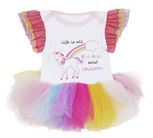 Life Is All Rainbow And Unicorns Diaper Shirt, Size 0-6 Months