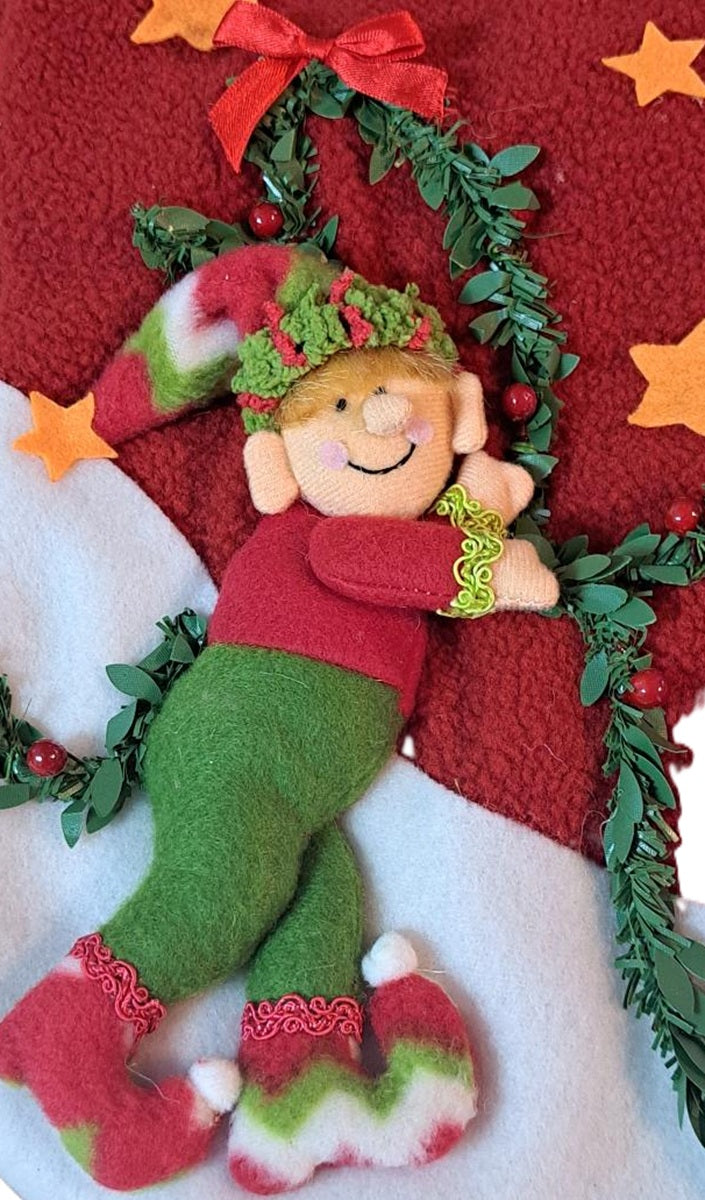 Christmas Elf Stocking - Elf Boy with Blonde Hair