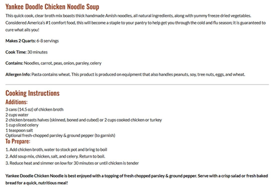 Cook Tavern Soups Yankee Doodle Chicken Noodle