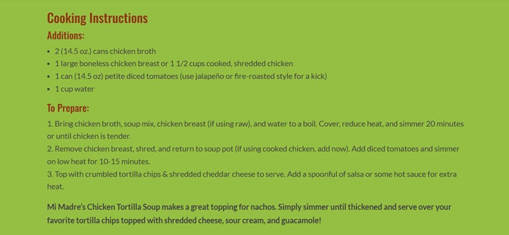 Cooke Tavern Soups - MI Madre Maria's Chicken Tortilla - Makes 2 Quarts - Gluten Free
