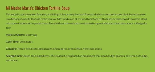 Cooke Tavern Soups - MI Madre Maria's Chicken Tortilla - Makes 2 Quarts - Gluten Free