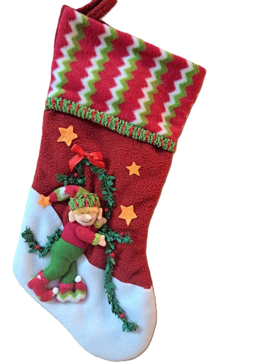 Christmas Elf Stocking - Elf Boy with Blonde Hair