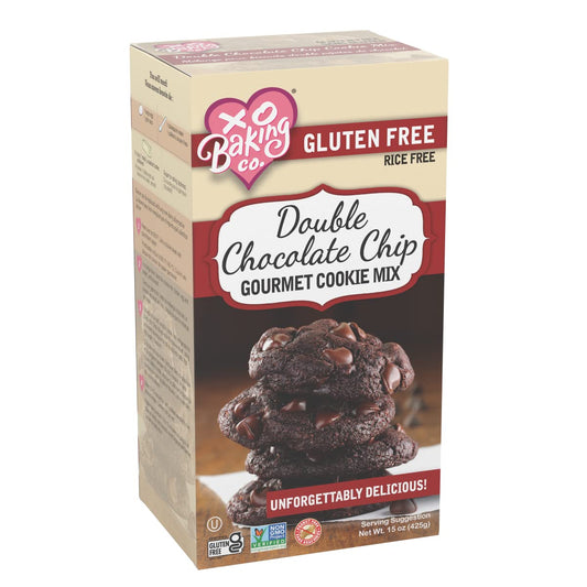 XO Baking Co. Gourmet Double Chocolate Chip Cookie Mix - Flavorful Non-GMO Certified Double Chocolate Chip Cookie Mix - No Preservatives or Artificial Flavors (15 Ounce) (Pack of 1)