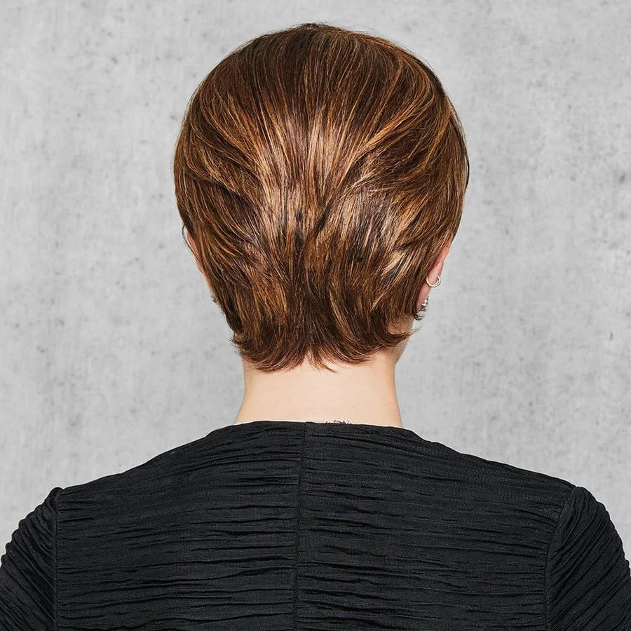 Feather Cut Wig Color R11S+ GLAZED Moca - Hairdo Wigs 3.5" Short Layered Boy Tapered Nape Tru2Life Heat Friendly Synthetic Capless