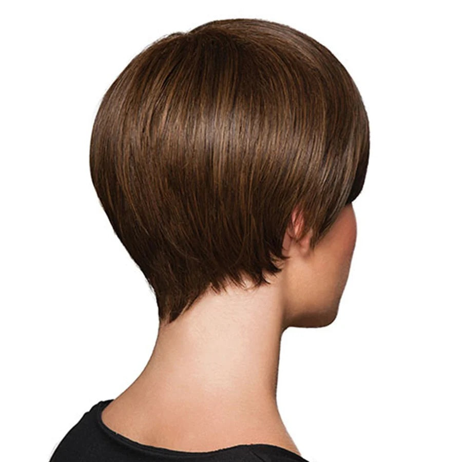 HairDo Short and Sleek Wig Color R829S Glazed Hazelnut Wigs 4.5" Length Boy Cut Shattered Bangs Tru2Life Heat Friendly Synthetic