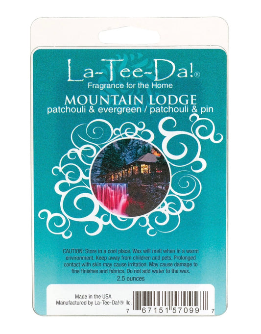 LA-TEE-DA! - WAX MELTS - MOUNTAIN LODGE - PATCHOULI & EVERGREEN - 2.5 OZ