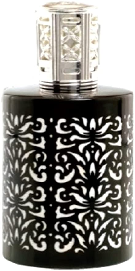 La-Tee-Da Fragrance Lamp - White Lotus - White with Black Overlay, Includes - Lamp, Solid Lid, Vent Lid, Funnel, Stone & Wick Assembly