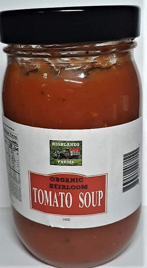 Highlands Farms - Tomato Soup - 16 oz Jar - Made From Organic Heirloom Tomatoes