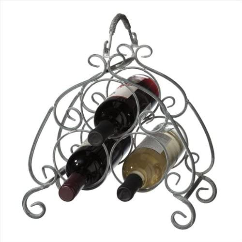 Midwest CBK Small Greywash Scroll Triple Wine Bottle Holder